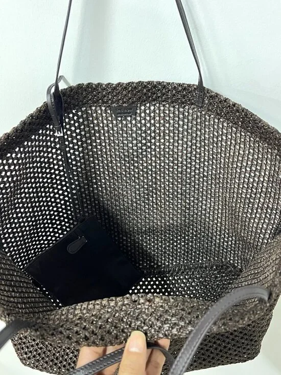 The Row Barn geometric nylon tote with leather handles, black - Picture 7 of 12